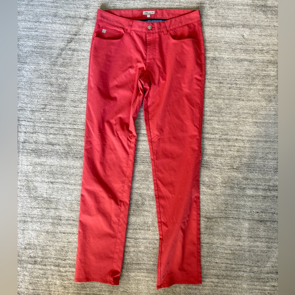 Peter Millar Signature Sateen Five-Pocket Pant | Soft Red 33